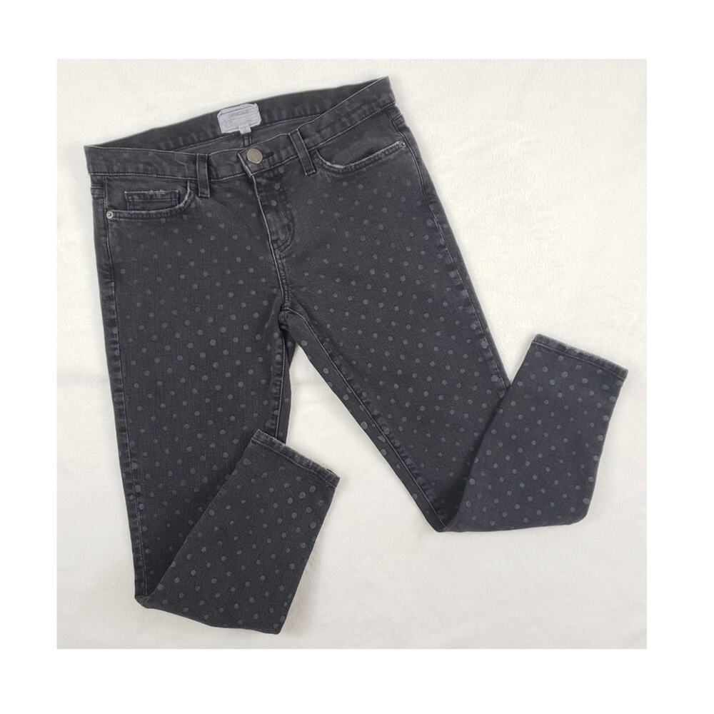 Current/Elliott The Stiletto Cropped Skinny Jeans Women 29 Black White Polka Dot